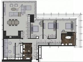 МФК «Neva Towers», планировка 4-комнатной квартиры, 208.70 м²