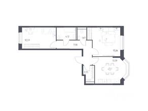 ЖК «Квартал Домашний», планировка 2-комнатной квартиры, 57.34 м²