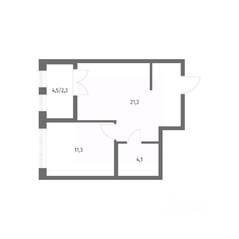 ЖК «NEWПИТЕР», планировка 1-комнатной квартиры, 38.70 м²