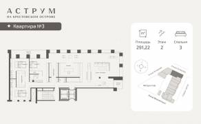 МФК «ASTRVM», планировка 3-комнатной квартиры, 291.22 м²