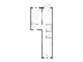 ЖК «Большое Путилково», планировка 2-комнатной квартиры, 57.52 м²
