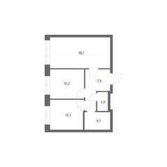 ЖК «NEWПИТЕР», планировка 2-комнатной квартиры, 53.00 м²