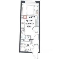 ЖК «Авиатор» (Девяткино), планировка студии, 23.12 м²