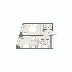 ЖК «Родина Парк», планировка 2-комнатной квартиры, 48.90 м²