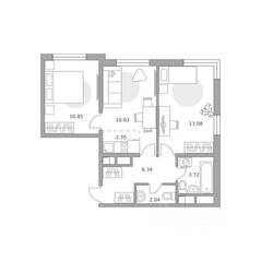 ЖК «Аникеевский», планировка 3-комнатной квартиры, 49.01 м²