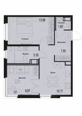 ЖК «ID Murino III», планировка 2-комнатной квартиры, 49.18 м²