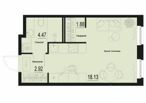 ЖК «ID Murino III», планировка студии, 27.40 м²