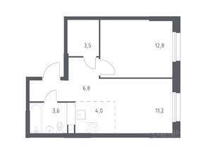 ЖК «ЭкоБунино», планировка 1-комнатной квартиры, 40.90 м²