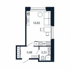 ЖК «Полис Новоселье», планировка студии, 25.13 м²