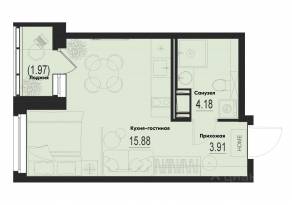 ЖК «ID Murino III», планировка студии, 24.95 м²
