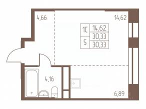 ЖК «Западная Ивантеевка», планировка студии, 30.30 м²