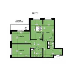ЖК «Прагма City», планировка 3-комнатной квартиры, 90.90 м²