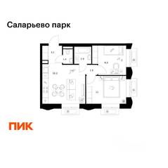 ЖК «Саларьево парк», планировка 2-комнатной квартиры, 45.80 м²