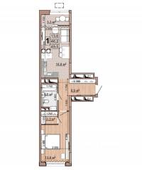 ЖК «Гранд Комфорт», планировка 1-комнатной квартиры, 49.50 м²