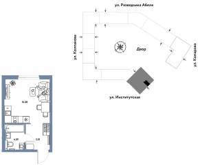 ЖК «Страна.Парковая», планировка студии, 25.18 м²