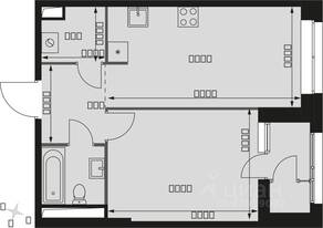 ЖК «Sky Garden», планировка 1-комнатной квартиры, 44.40 м²