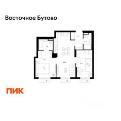 ЖК «Восточное Бутово», планировка 2-комнатной квартиры, 50.80 м²