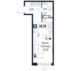 ЖК «Максималист», планировка студии, 28.78 м²