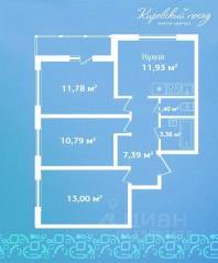 ЖК «Кировский Посад», планировка 3-комнатной квартиры, 59.70 м²