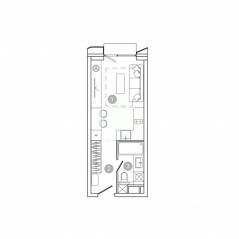 ЖК «UNO. Соколиная гора», планировка студии, 22.70 м²