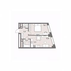 ЖК «Родина Парк», планировка 2-комнатной квартиры, 48.10 м²