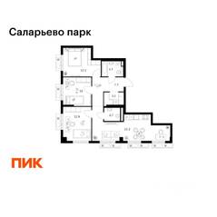 ЖК «Саларьево парк», планировка 3-комнатной квартиры, 73.50 м²