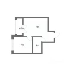 ЖК «NEWПИТЕР», планировка 1-комнатной квартиры, 35.20 м²