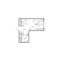 ЖК «Аникеевский», планировка студии, 21.59 м²
