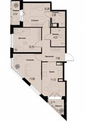 ЖК «ID Murino III», планировка 3-комнатной квартиры, 61.52 м²