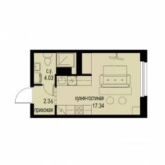 ЖК «ID Murino III», планировка студии, 23.73 м²