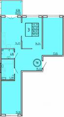 МЖК «Образцовый квартал 16», планировка 3-комнатной квартиры, 84.68 м²