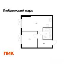 ЖК «Люблинский парк», планировка 1-комнатной квартиры, 37.90 м²