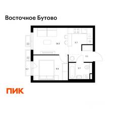 ЖК «Восточное Бутово», планировка 1-комнатной квартиры, 32.30 м²
