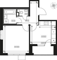 ЖК «1-й Химкинский», планировка 1-комнатной квартиры, 36.50 м²