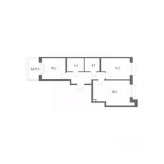 ЖК «Парусная 1», планировка 2-комнатной квартиры, 56.60 м²