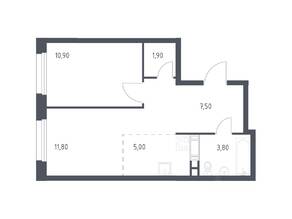 ЖК «ЭкоБунино», планировка 1-комнатной квартиры, 40.90 м²