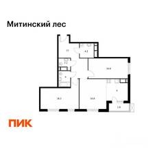 ЖК «Митинский лес», планировка 3-комнатной квартиры, 87.60 м²