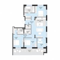ЖК «Садовническая 69», планировка 3-комнатной квартиры, 126.15 м²