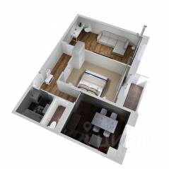 ЖК «Высоцкий», планировка 2-комнатной квартиры, 57.23 м²