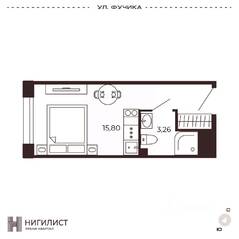 МФК «Нигилист (Concept)», планировка 1-комнатной квартиры, 19.08 м²