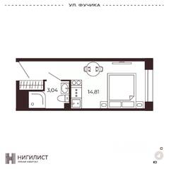 МФК «Нигилист (Concept)», планировка 1-комнатной квартиры, 17.85 м²