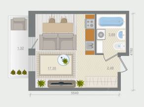 ЖК «Эко-квартал Гармония», планировка 1-комнатной квартиры, 24.85 м²