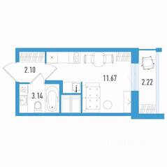 ЖК «Южный форт», планировка студии, 17.57 м²