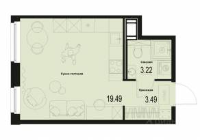 ЖК «ID Murino III», планировка студии, 26.20 м²