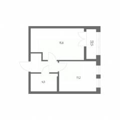 ЖК «NEWПИТЕР», планировка 1-комнатной квартиры, 36.70 м²