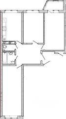 ЖК «ТриДевяткино царство», планировка 3-комнатной квартиры, 74.30 м²