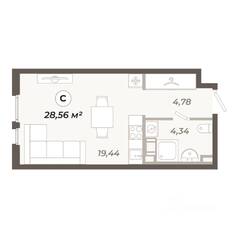 ЖК «Знатный», планировка студии, 28.56 м²
