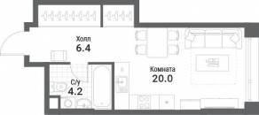 ЖК «Nagatino i-Land», планировка студии, 30.60 м²