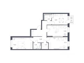 ЖК «Большое Путилково», планировка 3-комнатной квартиры, 82.73 м²