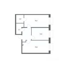 ЖК «Парусная 1», планировка 2-комнатной квартиры, 64.70 м²